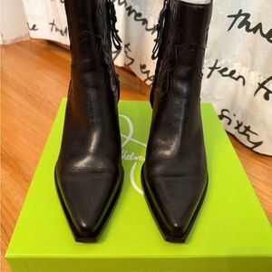 Sam Edelman Western Black Leather Ankle Booties